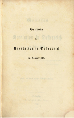 Genesis der Revolution in Österreich im Jahre 1848