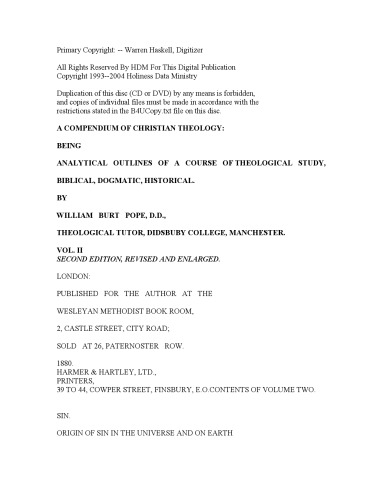 A Compendium of Christian Theology :Systematic Theology Vol 2 of 3