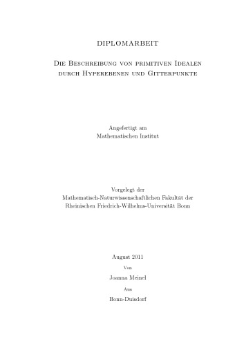 Die Beschreibung von primitiven Idealen durch Hyperebenen und Gitterpunkte