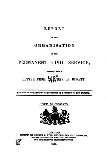 Report on the Organisation of the Permanent Civil Service