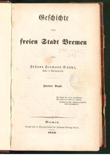 Geschichte der freien Stadt Bremen