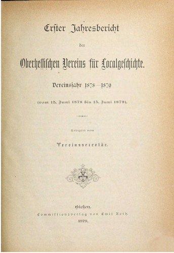 Jahresbericht des Oberhessischen Vereins für Localgeschichte