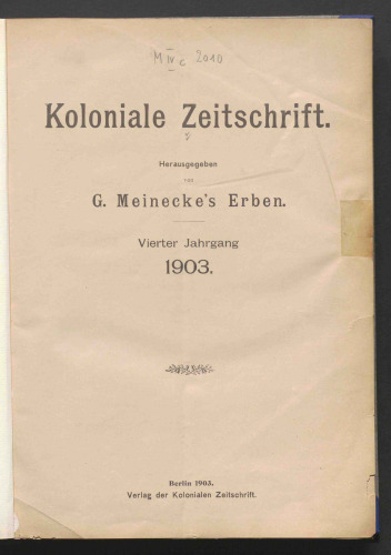 Koloniale Zeitschrift