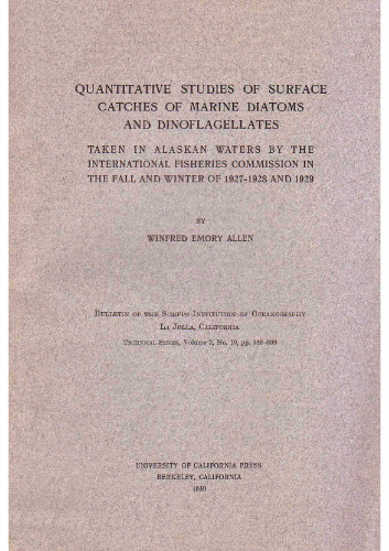 Quantitative studies of surface catches of marine Diatoms and Dinoflagellates