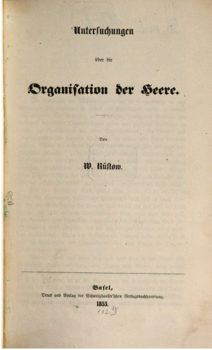 Untersuchungen über die Organisation der Heere