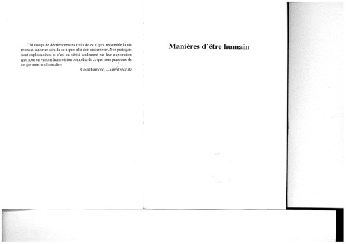 Manières d'être humain Une autre philosophie morale