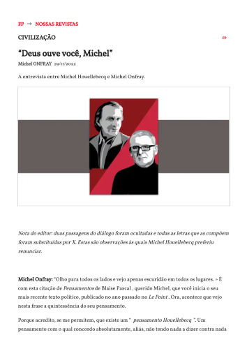 Deus ouve você - A entrevista entre Michel Houellebecq e Michel Onfray