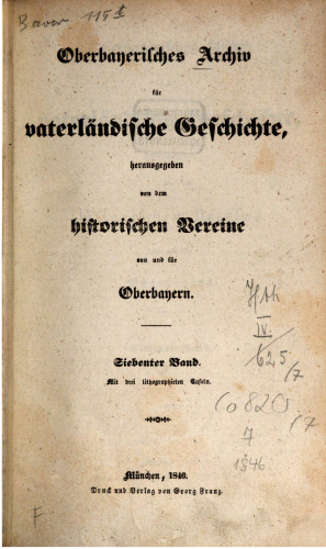 Oberbayerisches Archiv für vaterländische Geschichte