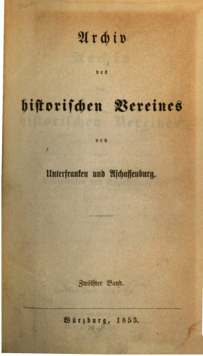 Archiv des Historischen Vereins von Unterfranken und Aschaffenburg