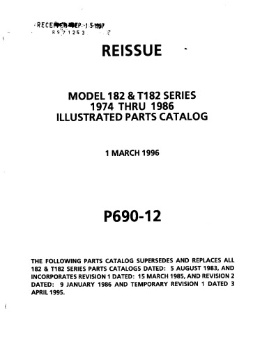 Model 182 & T182 Series 1974 Thru 1986 Illustrated Parts Catalog