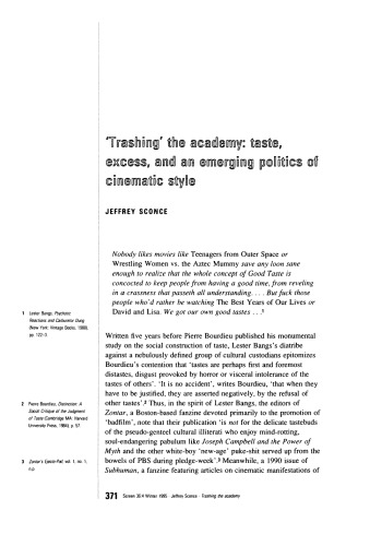 Trashing the Academy: Taste, Excess and an Emerging Politics of Cinematic Style