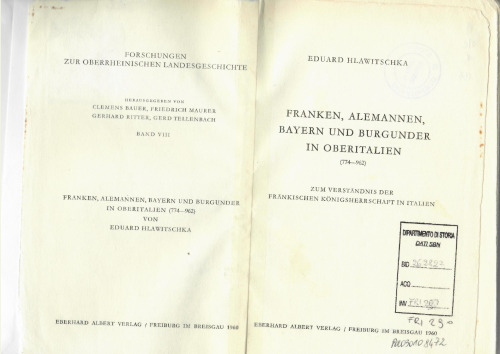 Franken, Alemannen, Bayern und Burgunder in Oberitalien (774-962)