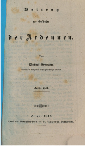 Beitrag zur Geschichte der Ardennen