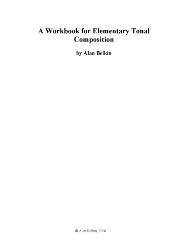 Workbook for tonal composition