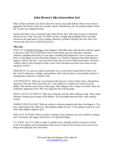 Idea Generation List