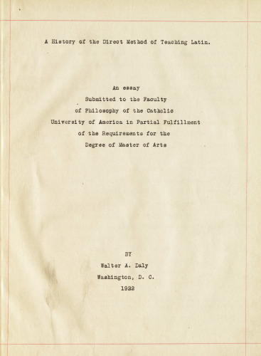 History of the Direct Method of Teaching Latin