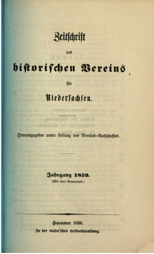 Zeitschrift des Historischen Vereins für Niedersachsen
