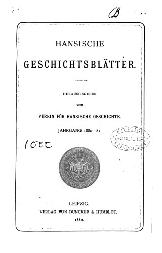 Hansische Geschichtsblätter (Jahrgang 1880-81)