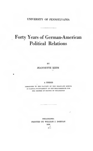 Forty Years of German-American Political Relations