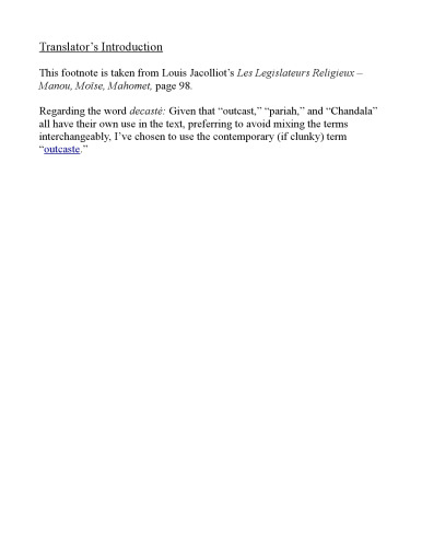 Jacolliot Footnote on Chandalas and Caste