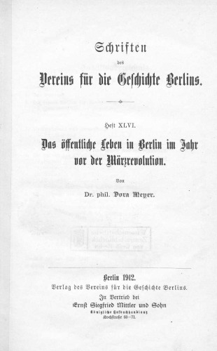 Das öffentliche Leben in Berlin vor der Märzrevolution