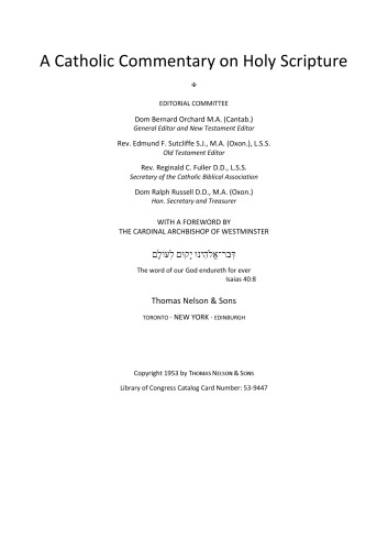 A Catholic Commentary on Holy Scripture