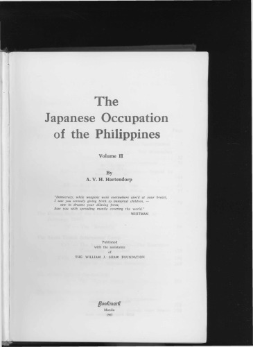 The Japanese Occupation of the Philippines Volume 2
