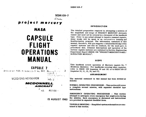Project Mercury Capsule Flight Operations Manual (Capsule 7)
