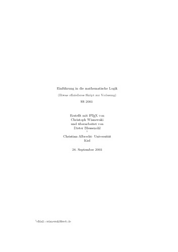 Einführung in die mathematische Logik [Lecture notes]