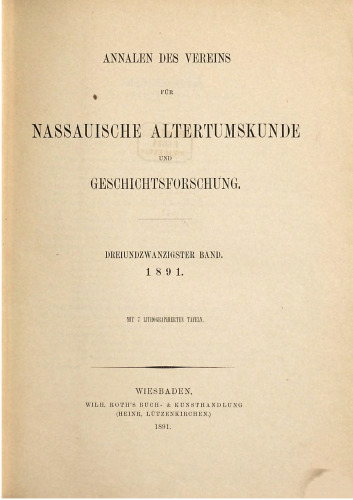 Annalen des Vereins für Nassauische Altertumskunde und Geschichtsforschung
