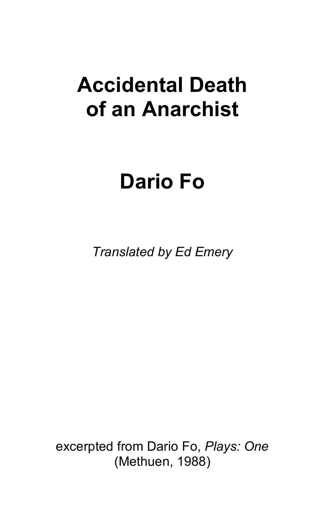 Accidental Death of an Anarchist [from Dario Fo: Plays One]