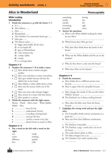 Alice in Wonderland. Teacher's notes and activities