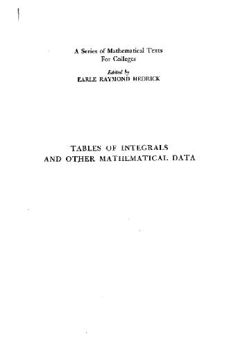 Tables of Integrals and Other Mathematical Data