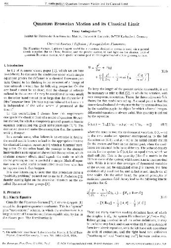 Quantum Brownian Motion and Its Classical Limit