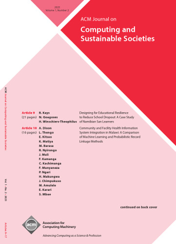 ACM Journal on Computing and Sustainable Societies Volume 1, Issue 2