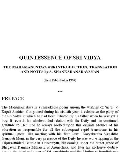 Quintessence of Sri Vidya - Mahamanustava