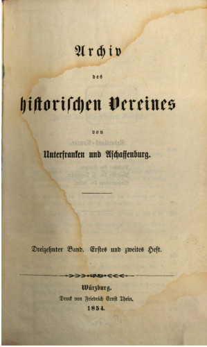 Archiv des Historischen Vereins von Unterfranken und Aschaffenburg