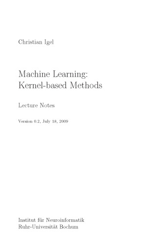 [Lecture Notes] Machine Learning: Kernel-based Methods