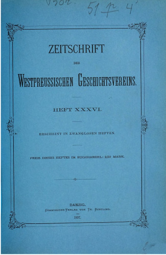 Zeitschrift des Westpreußischen Geschichtsvereins