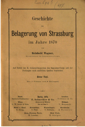 Geschichte der Belagerung von Strassburg im Jahre 1870