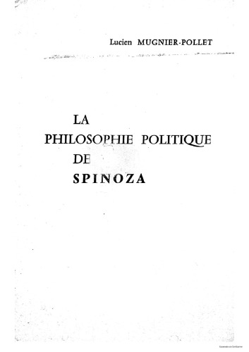 La philosophie politique de Spinoza