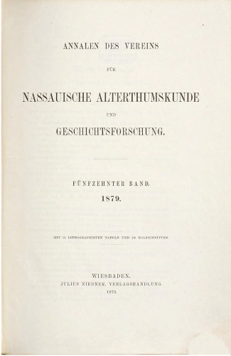 Annalen des Vereins für Nassauische Altertumskunde und Geschichtsforschung