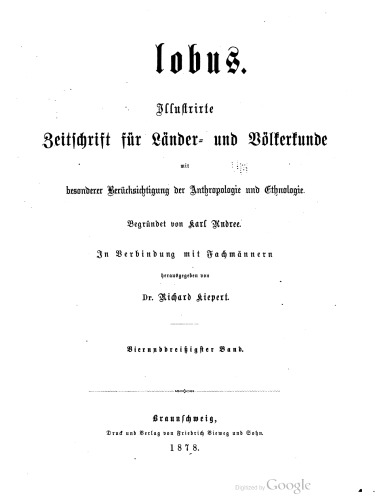 Globus. Illustrirte Zeitschrift für Länder- und Völkerkunde