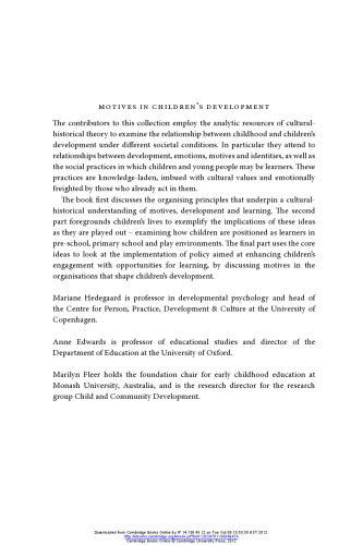 Motives in children’s development: cultural-historical approaches