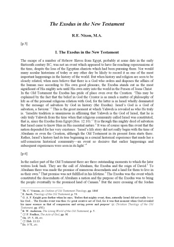 The Exodus in the New Testament. (Tyndale New Testament lecture, 1962.)