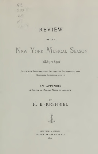 Review of the New York Musical Season 1889-1890