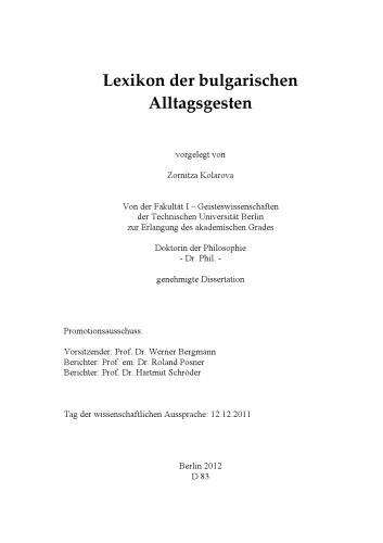 Lexikon der bulgarischen Alltagsgesten