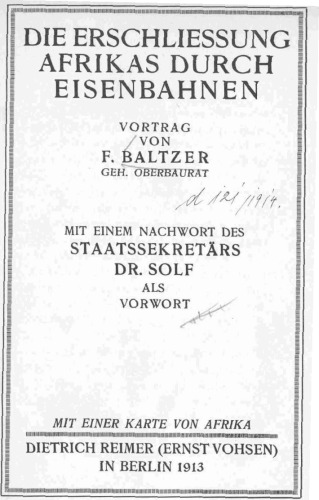 Die Erschließung Afrikas durch Eisenbahnen