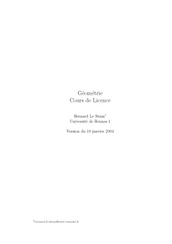 Géométrie: Cours de Licence