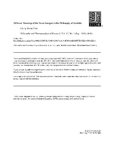 Different Meanings Of The Term Energeia In The Philosophy Of Aristotle